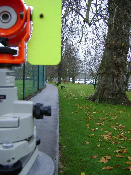 land survey by the river thames