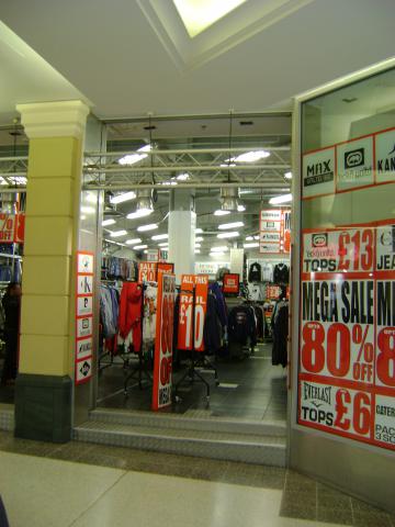 Floor plans and sections of a retail unit within a shopping centre in Aylesbury