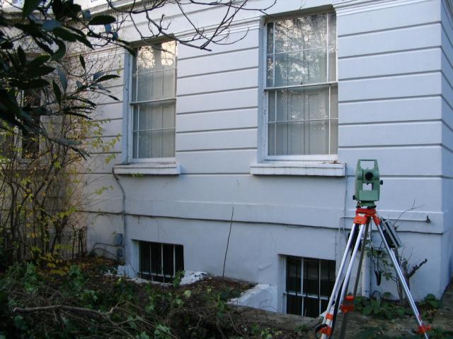 Land survey, floor plans and elevations of a house in Notting Hill